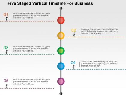 Five staged vertical timeline for business flat powerpoint design