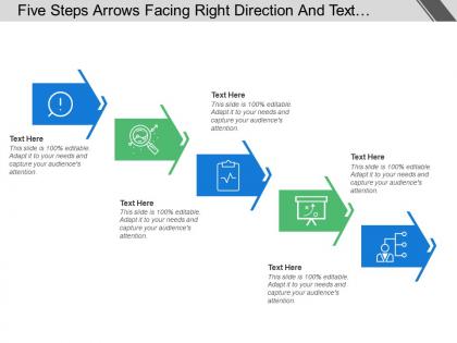 Five steps arrows facing right direction and text holders