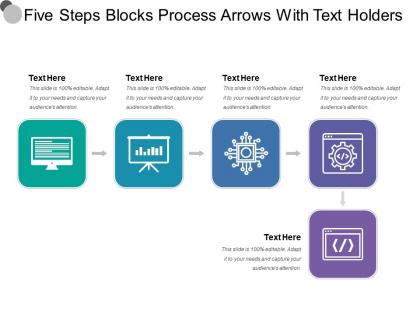 Five steps blocks process arrows with text holders