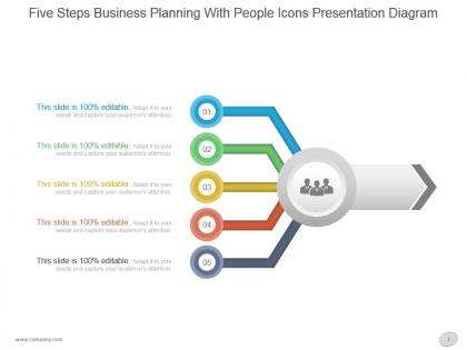 Five steps business planning with people icons presentation diagram