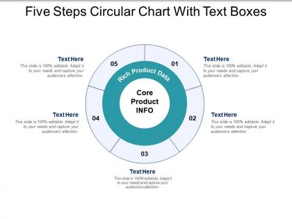 Five steps circular chart with text boxes