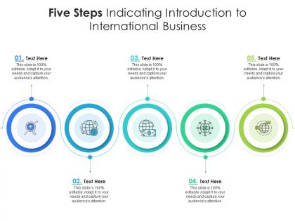 Five steps indicating introduction to international business infographic template