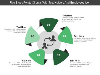Five steps points circular with text holders and employees icon