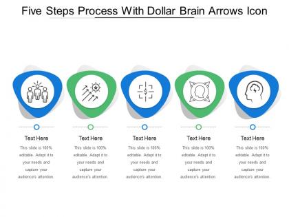 Five steps process with dollar brain arrows icon