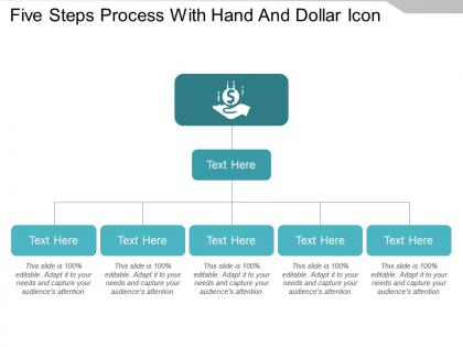 Five steps process with hand and dollar icon