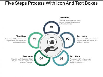 Five steps process with icon and text boxes