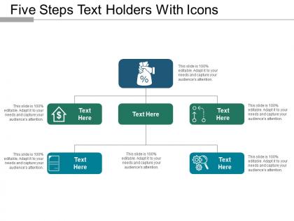 Five steps text holders with icons