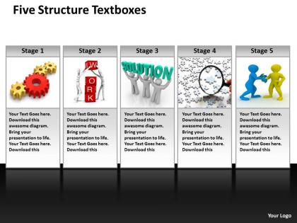 Five structure textboxes powerpoint diagram templates graphics 712