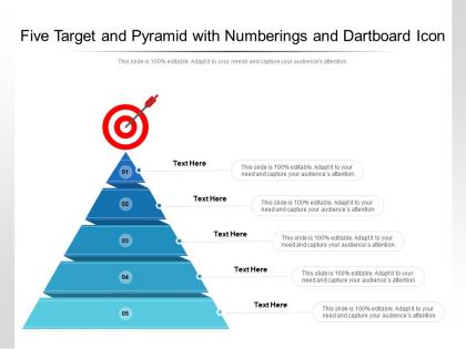 Five target and pyramid with numberings and dartboard icon