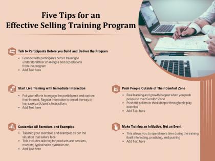 Five tips for an effective selling training program