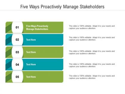 Five ways proactively manage stakeholders ppt powerpoint presentation model maker cpb