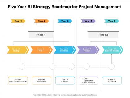 Five year bi strategy roadmap for project management