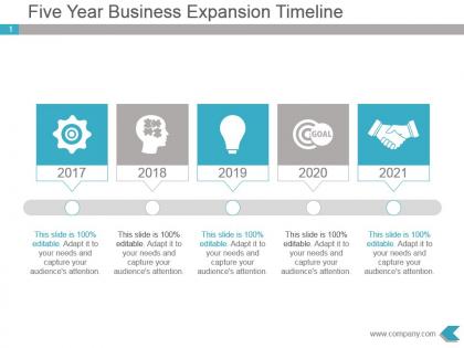 Five year business expansion timeline powerpoint ppt template