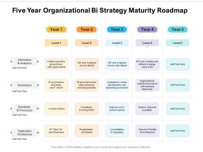 Five year organizational bi strategy maturity roadmap