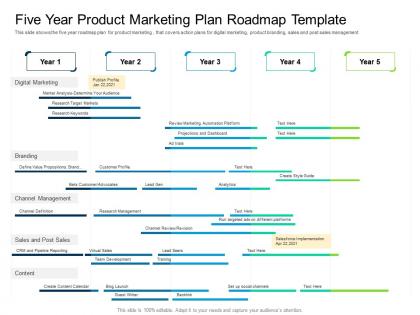 Five year product marketing plan roadmap timeline powerpoint template