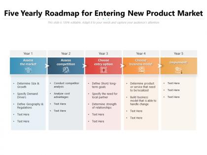Five yearly roadmap for entering new product market
