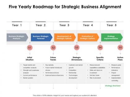 Five yearly roadmap for strategic business alignment
