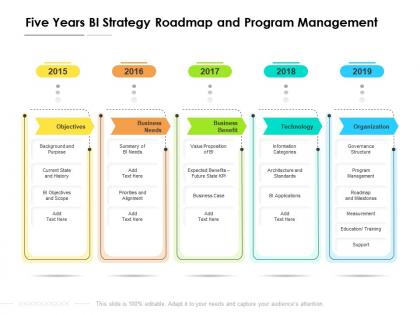 Five years bi strategy roadmap and program management