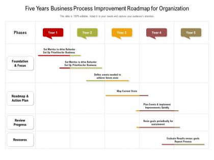 Five years business process improvement roadmap for organization