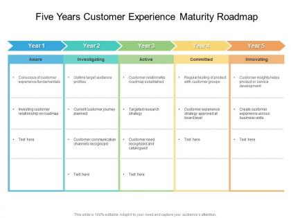 Five years customer experience maturity roadmap