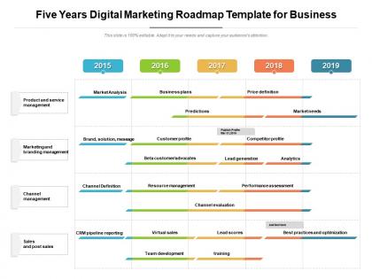 Five years digital marketing roadmap template for business