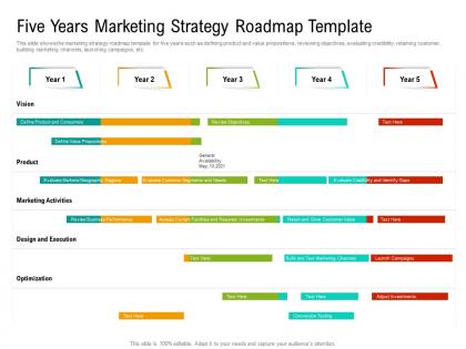 Five years marketing strategy roadmap timeline powerpoint template