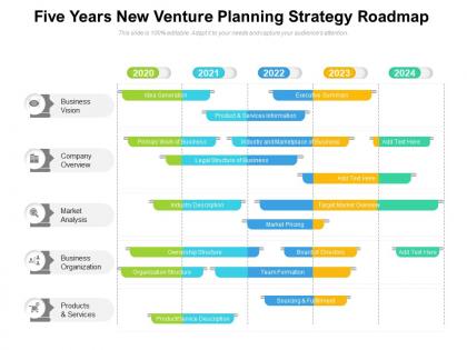 Five years new venture planning strategy roadmap
