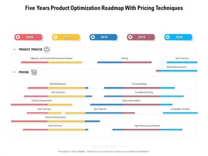 Five years product optimization roadmap with pricing techniques