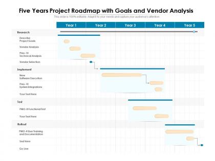 Five years project roadmap with goals and vendor analysis