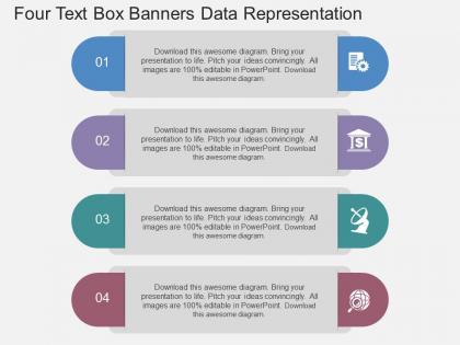 Fl four text box banners data representation flat powerpoint design
