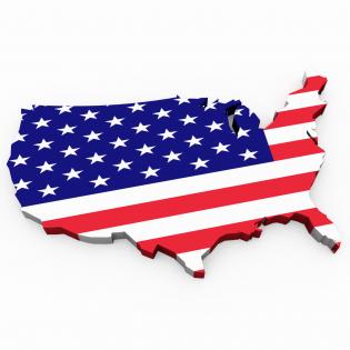 Flag of america in map style stock photo