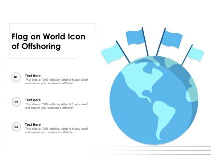 Flag on world icon of offshoring