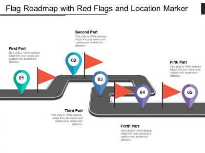 Flag roadmap with red flags and location marker
