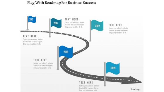 Flag with roadmap for business success flat powerpoint design