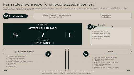 Flash Sales Technique To Unload Excess Inventory Implementation Of Market Strategy SS V