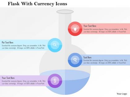Flask with currency icons flat powerpoint design