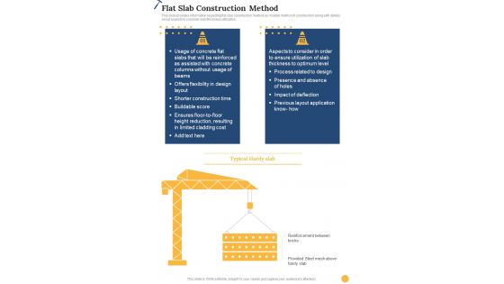 Flat Slab Construction Method Construction Playbook One Pager Sample Example Document
