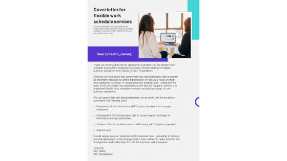 Flexible Work Schedule Services For Cover Letter One Pager Sample Example Document