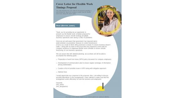 Flexible Work Timings For Cover Letter One Pager Sample Example Document