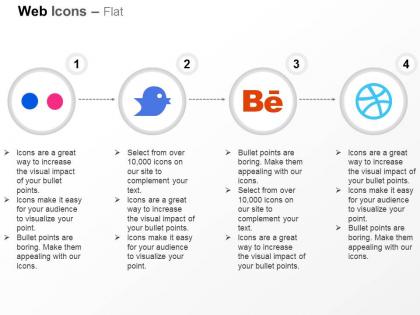 Flickr twitter behance dribble ppt icons graphics