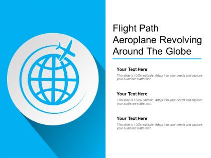 Flight path aeroplane revolving around the globe