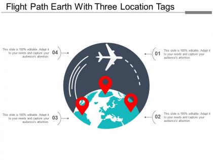 Flight path earth with three location tags