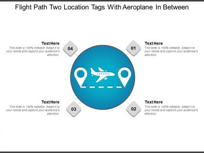 Flight path two location tags with aeroplane in between