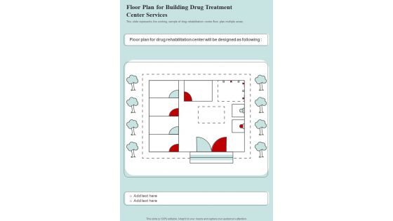 Floor Plan For Building Drug Treatment Center Services One Pager Sample Example Document