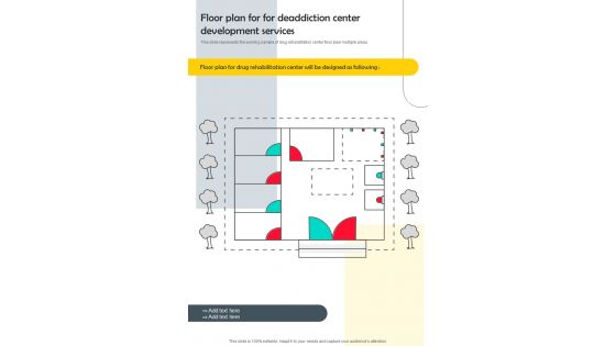 Floor Plan For Deaddiction Center Development Services One Pager Sample Example Document