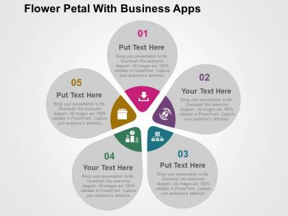 Flower petal with business apps flat powerpoint design
