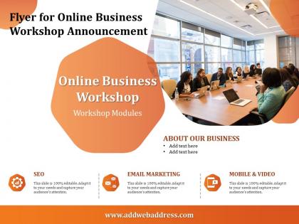 Flyer for online business workshop announcement