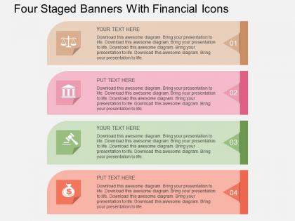 Fm four staged banners with financial icons flat powerpoint design