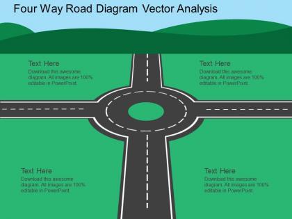 Fm four way road diagram vector analysis flat powerpoint design