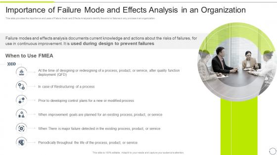 FMEA Method For Evaluating Importance Of Failure Mode And Effects Analysis In An Organization